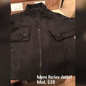 Mens medium hurley zip up black jacket